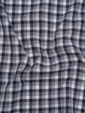 Cotton Shirting – Navy Blue and White Classic Plaid – Deadstock Cotton Shirting – Navy Blue and White Classic Plaid – Deadstock