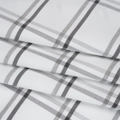 Cotton Oxford Shirting – Charcoal, Light Gray and White Plaid – Deadstock Cotton Oxford Shirting – Charcoal, Light Gray and White Plaid – Deadstock