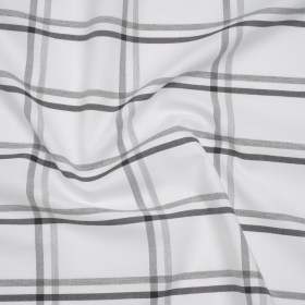 Cotton Oxford Shirting – Charcoal, Light Gray and White Plaid – Deadstock Cotton Oxford Shirting – Charcoal, Light Gray and White Plaid – Deadstock