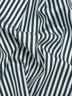 Cotton Shirting – Dark Pine Green and White Candy Stripes – Deadstock Cotton Shirting – Dark Pine Green and White Candy Stripes – Deadstock