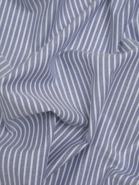 Cotton Oxford Shirting – Dark Blue and White Stripes – Designer Deadstock Cotton Oxford Shirting – Dark Blue and White Stripes – Designer Deadstock