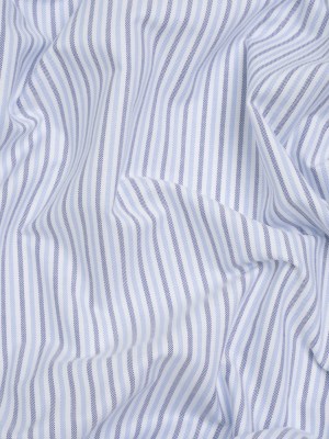 Cotton Oxford Shirting – Sky, Bright Blue and White Candy Stripes – Deadstock Cotton Oxford Shirting – Sky, Bright Blue and White Candy Stripes – Deadstock