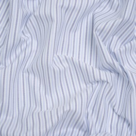 Cotton Oxford Shirting – Sky, Bright Blue and White Candy Stripes – Deadstock Cotton Oxford Shirting – Sky, Bright Blue and White Candy Stripes – Deadstock