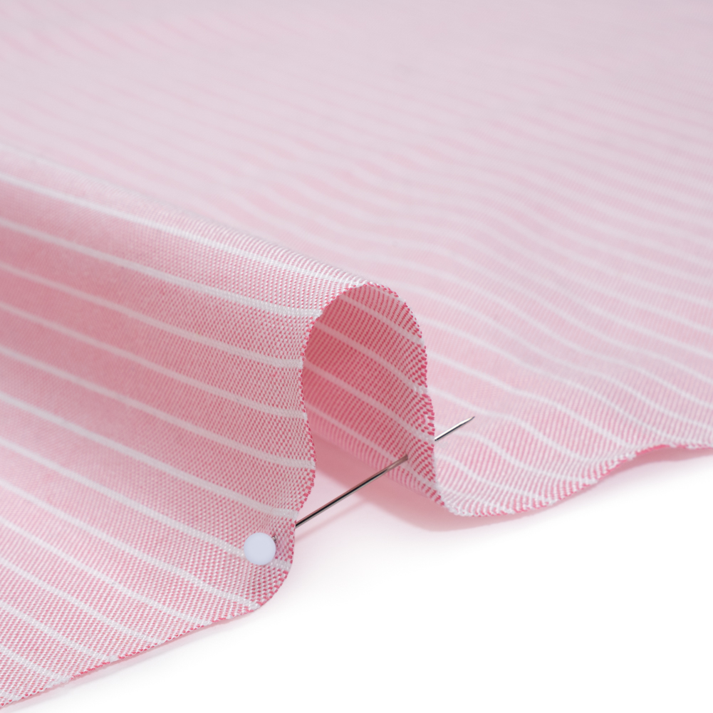 Cotton Oxford Shirting - Light Pink and White Chalk Stripes - Deadstock
