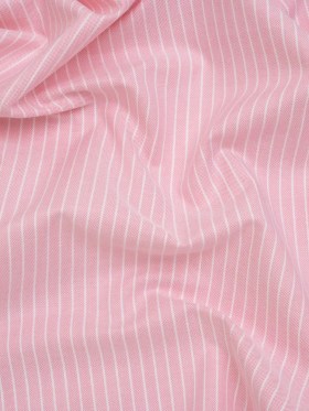 Cotton Oxford Shirting – Light Pink and White Chalk Stripes – Deadstock Cotton Oxford Shirting – Light Pink and White Chalk Stripes – Deadstock