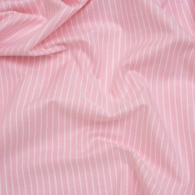 Cotton Oxford Shirting – Light Pink and White Chalk Stripes – Deadstock Cotton Oxford Shirting – Light Pink and White Chalk Stripes – Deadstock