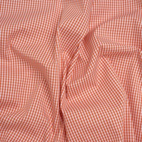 Cotton Oxford Shirting – Orange and White Little Gingham Checks – Deadstock Cotton Oxford Shirting – Orange and White Little Gingham Checks – Deadstock