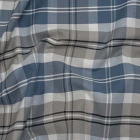 Cotton Oxford Shirting – Country Blue, Steel Gray and Midnight Plaid – Deadstock Cotton Oxford Shirting – Country Blue, Steel Gray and Midnight Plaid – Deadstock