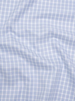 Cotton Twill Shirting – Sky, Medium Blue and White Checked Plaid – Deadstock Cotton Twill Shirting – Sky, Medium Blue and White Checked Plaid – Deadstock