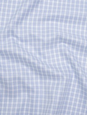 Cotton Twill Shirting – Sky, Medium Blue and White Checked Plaid – Deadstock Cotton Twill Shirting – Sky, Medium Blue and White Checked Plaid – Deadstock