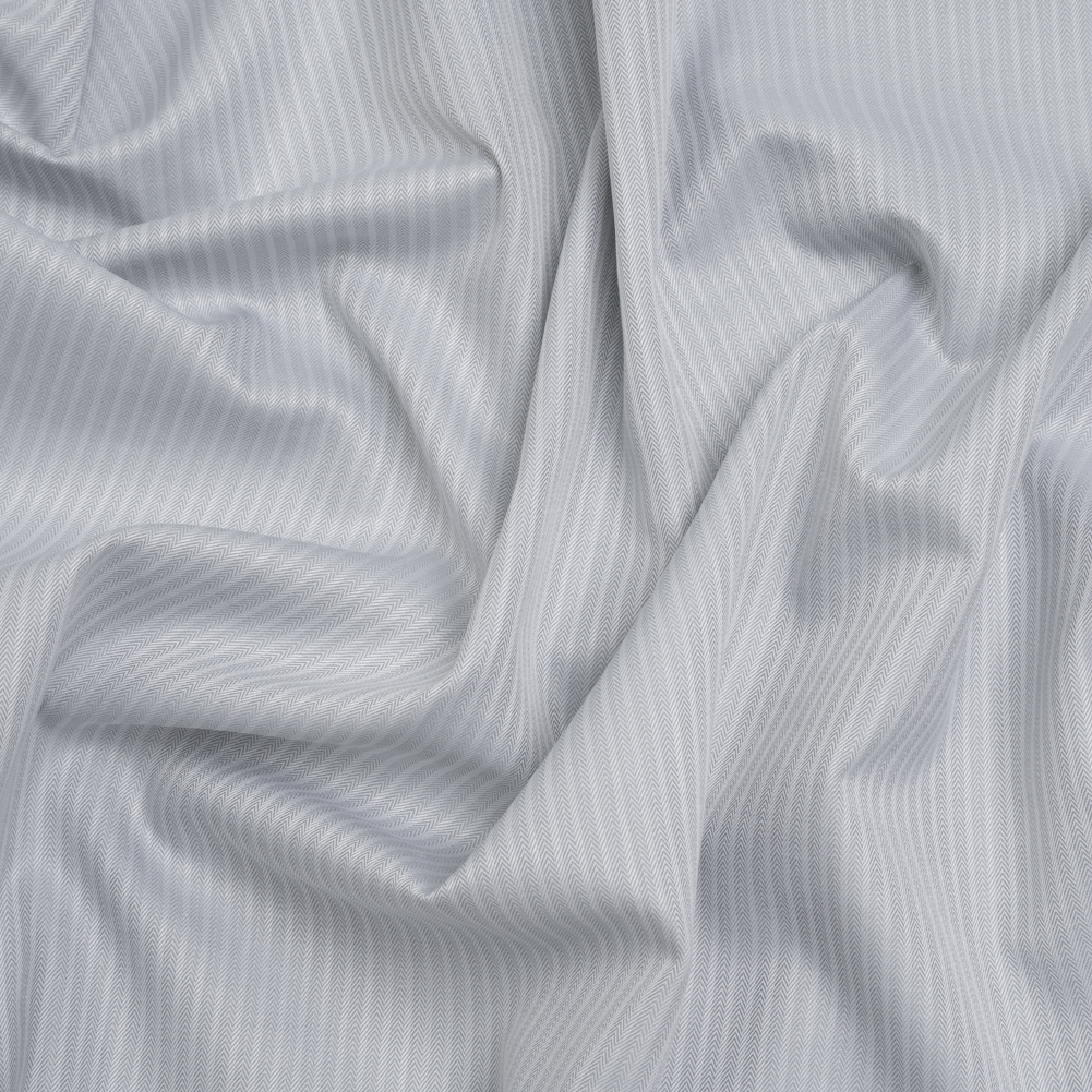 Cotton Herringbone Twill Shirting - Gray Tonal Stripe - Deadstock