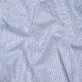 Cotton Twill Shirting – Cobalt Blue and White Mini Windowpane Check – Deadstock Cotton Twill Shirting – Cobalt Blue and White Mini Windowpane Check – Deadstock