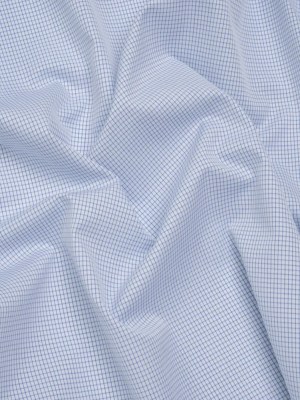 Cotton Twill Shirting – Cobalt Blue and White Mini Windowpane Check – Deadstock Cotton Twill Shirting – Cobalt Blue and White Mini Windowpane Check – Deadstock