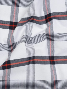 Cotton Oxford Shirting – Midnight Blue, Red and White Plaid – Deadstock Cotton Oxford Shirting – Midnight Blue, Red and White Plaid – Deadstock