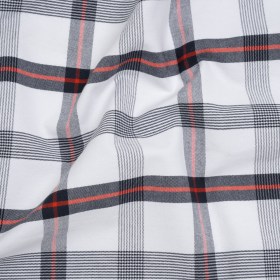Cotton Oxford Shirting – Midnight Blue, Red and White Plaid – Deadstock Cotton Oxford Shirting – Midnight Blue, Red and White Plaid – Deadstock