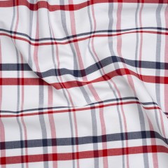 Cotton Oxford Shirting – Red, Navy and White Plaid – Deadstock Cotton Oxford Shirting – Red, Navy and White Plaid – Deadstock