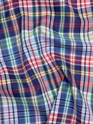 Cotton Twill Shirting – Blue, Green and Red Plaid – Deadstock Cotton Twill Shirting – Blue, Green and Red Plaid – Deadstock
