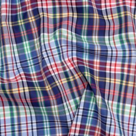 Cotton Twill Shirting – Blue, Green and Red Plaid – Deadstock Cotton Twill Shirting – Blue, Green and Red Plaid – Deadstock