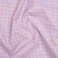 Cotton Twill Shirting – Light Purple, Peachy Orange and White Checks – Designer Deadstock Cotton Twill Shirting – Light Purple, Peachy Orange and White Checks – Designer Deadstock