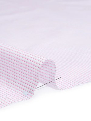 Cotton Twill Shirting – Light Pink, Pale Gray and White Shadow Pinstripes – Deadstock Cotton Twill Shirting – Light Pink, Pale Gray and White Shadow Pinstripes – Deadstock