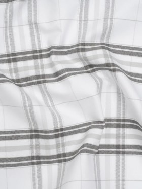 Cotton Oxford Shirting – Greige, Charcoal and White Plaid – Deadstock Cotton Oxford Shirting – Greige, Charcoal and White Plaid – Deadstock