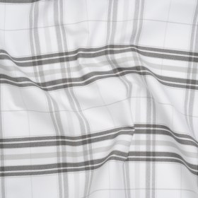 Cotton Oxford Shirting – Greige, Charcoal and White Plaid – Deadstock Cotton Oxford Shirting – Greige, Charcoal and White Plaid – Deadstock