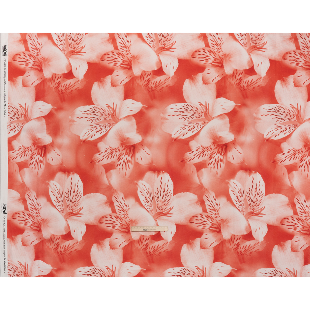 Linen and Rayon Woven – Coral Red and White Hazy Tiger Lilies Floral – Mood Exclusive Hazy Daze Print Linen and Rayon Woven – Coral Red and White Hazy Tiger Lilies Floral – Mood Exclusive Hazy Daze Print