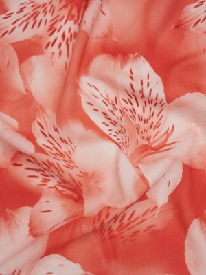 Linen and Rayon Woven – Coral Red and White Hazy Tiger Lilies Floral – Mood Exclusive Hazy Daze Print Linen and Rayon Woven – Coral Red and White Hazy Tiger Lilies Floral – Mood Exclusive Hazy Daze Print