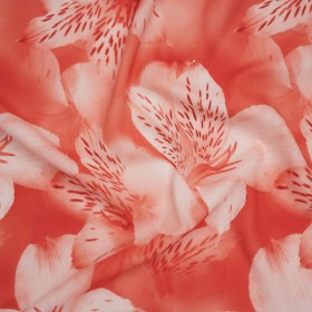 Linen and Rayon Woven – Coral Red and White Hazy Tiger Lilies Floral – Mood Exclusive Hazy Daze Print Linen and Rayon Woven – Coral Red and White Hazy Tiger Lilies Floral – Mood Exclusive Hazy Daze Print