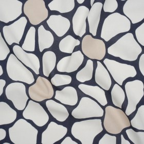 Linen and Rayon Woven – Dark Blue, White and Beige Abstract Daisies – Mood Exclusive Dilly-Dally Daisies Print Linen and Rayon Woven – Dark Blue, White and Beige Abstract Daisies – Mood Exclusive Dilly-Dally Daisies Print