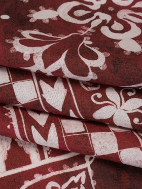 Linen and Rayon Woven – Dark Red and White Checks and Flowers Patchwork – Mood Exclusive Magnolia Mosaic Print Linen and Rayon Woven – Dark Red and White Checks and Flowers Patchwork – Mood Exclusive Magnolia Mosaic Print