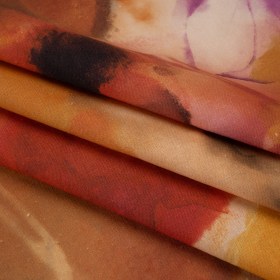 Linen and Rayon Woven – Golden Orange, Red and Purple Soft Flowers – Mood Exclusive Drifting Dreams Print Linen and Rayon Woven – Golden Orange, Red and Purple Soft Flowers – Mood Exclusive Drifting Dreams Print