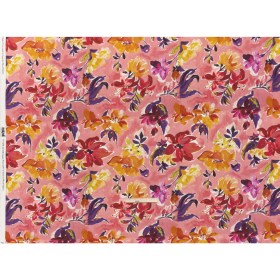 Linen and Rayon Woven – Dusty Rose, Golden Yellow and Dark Purple Painted Flowers – Mood Exclusive Brushstroke Blooms Print Linen and Rayon Woven – Dusty Rose, Golden Yellow and Dark Purple Painted Flowers – Mood Exclusive Brushstroke Blooms Print