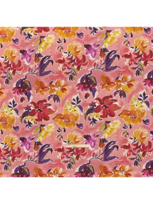 Linen and Rayon Woven – Dusty Rose, Golden Yellow and Dark Purple Painted Flowers – Mood Exclusive Brushstroke Blooms Print Linen and Rayon Woven – Dusty Rose, Golden Yellow and Dark Purple Painted Flowers – Mood Exclusive Brushstroke Blooms Print