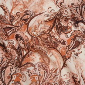 Linen and Rayon Woven – Orange, Muted Red and Cream Leafy Paisley Sketches – Mood Exclusive Daydream Doodles Print Linen and Rayon Woven – Orange, Muted Red and Cream Leafy Paisley Sketches – Mood Exclusive Daydream Doodles Print