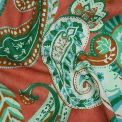 Linen and Rayon Woven – Green, Sky Blue and Ginger Spice Paisley – Mood Exclusive Sprightly Scrolls Print Linen and Rayon Woven – Green, Sky Blue and Ginger Spice Paisley – Mood Exclusive Sprightly Scrolls Print