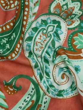 Linen and Rayon Woven – Green, Sky Blue and Ginger Spice Paisley – Mood Exclusive Sprightly Scrolls Print Linen and Rayon Woven – Green, Sky Blue and Ginger Spice Paisley – Mood Exclusive Sprightly Scrolls Print