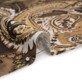 Linen and Rayon Woven – Brown, Beige and Olive Green Paisley – Mood Exclusive Drifting Dream Print Linen and Rayon Woven – Brown, Beige and Olive Green Paisley – Mood Exclusive Drifting Dream Print
