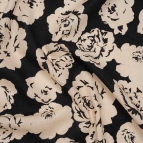 Linen and Rayon Woven – Cream and Black Roses – Mood Exclusive Midnight Muse Print Linen and Rayon Woven – Cream and Black Roses – Mood Exclusive Midnight Muse Print