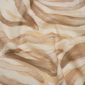 Linen and Rayon Woven – Beige, Brown and Cream Painterly Animal Stripes – Mood Exclusive Safari Sweep Print Linen and Rayon Woven – Beige, Brown and Cream Painterly Animal Stripes – Mood Exclusive Safari Sweep Print