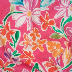 Linen and Rayon Woven – Hot Pink, Purple and Orange Flower Sketches – Mood Exclusive Penpal Petals Print Linen and Rayon Woven – Hot Pink, Purple and Orange Flower Sketches – Mood Exclusive Penpal Petals Print