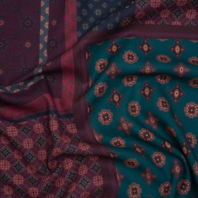 Linen and Rayon Woven – Teal, Navy and Plum Medallion Patchwork – Mood Exclusive Sultanโs Splendor Print Linen and Rayon Woven – Teal, Navy and Plum Medallion Patchwork – Mood Exclusive Sultanโs Splendor Print