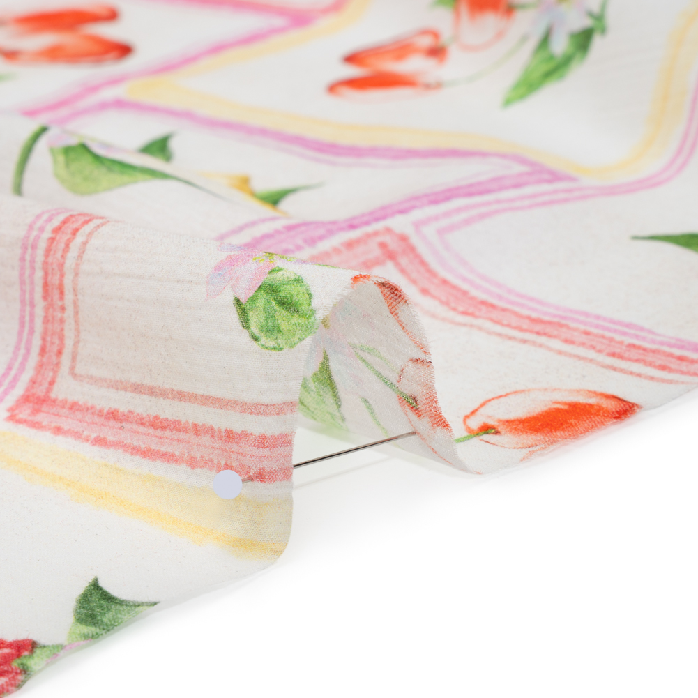 Crinkled Cotton Gauzy Woven – Pink, Yellow and Red Fruit and Blossoms Squares – Mood Exclusive Summer Medley Print Crinkled Cotton Gauzy Woven – Pink, Yellow and Red Fruit and Blossoms Squares – Mood Exclusive Summer Medley Print