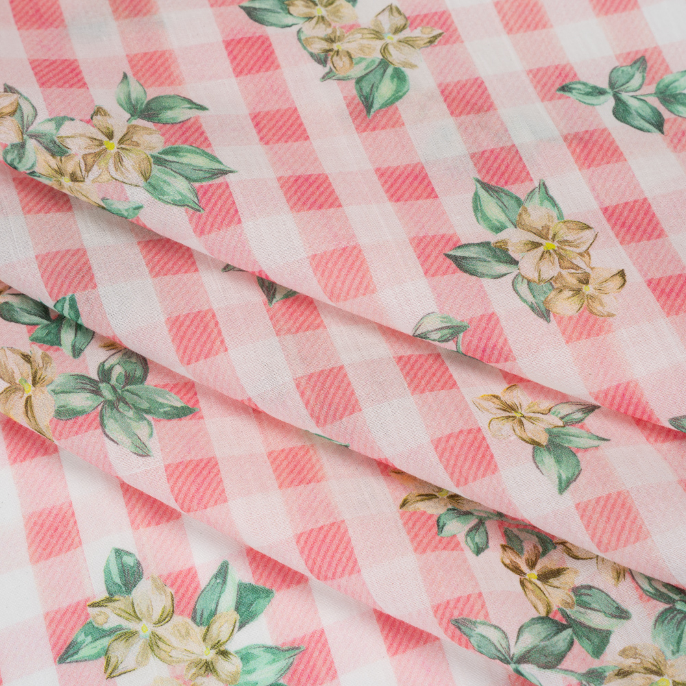 Crinkled Cotton Gauzy Woven – Pink, White and Yellow Flowers on Gingham – Mood Exclusive Picnic Petals Print Crinkled Cotton Gauzy Woven – Pink, White and Yellow Flowers on Gingham – Mood Exclusive Picnic Petals Print