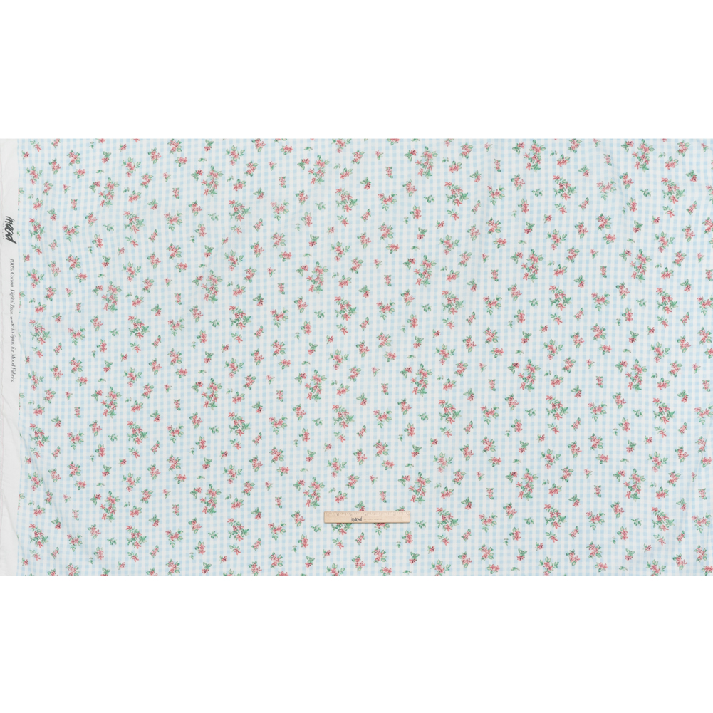 Crinkled Cotton Gauzy Woven – Blue, Pink and Green Flowers on Gingham – Mood Exclusive Picnic Petals Print Crinkled Cotton Gauzy Woven – Blue, Pink and Green Flowers on Gingham – Mood Exclusive Picnic Petals Print