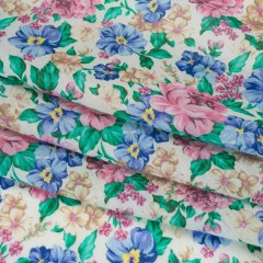 Crinkled Cotton Gauzy Woven – White, Pink and Blue Florals – Mood Exclusive Secret Garden Print Crinkled Cotton Gauzy Woven – White, Pink and Blue Florals – Mood Exclusive Secret Garden Print