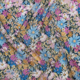 Crinkled Cotton Gauzy Woven – Blue, Light Purple and Golden Yellow Floral – Mood Exclusive Dandy Daisy Print Crinkled Cotton Gauzy Woven – Blue, Light Purple and Golden Yellow Floral – Mood Exclusive Dandy Daisy Print