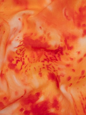 Crinkled Cotton Gauzy Woven – Bright Orange and Red Splashes and Spots – Mood Exclusive Solar Flare Print Crinkled Cotton Gauzy Woven – Bright Orange and Red Splashes and Spots – Mood Exclusive Solar Flare Print