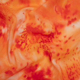 Crinkled Cotton Gauzy Woven – Bright Orange and Red Splashes and Spots – Mood Exclusive Solar Flare Print Crinkled Cotton Gauzy Woven – Bright Orange and Red Splashes and Spots – Mood Exclusive Solar Flare Print