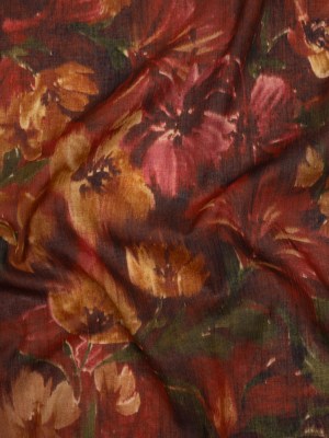 Crinkled Cotton Gauzy Woven – Burgundy, Yellow Ochre and Green Painterly Ikat Floral – Mood Exclusive Cabernet Crocus Print Crinkled Cotton Gauzy Woven – Burgundy, Yellow Ochre and Green Painterly Ikat Floral – Mood Exclusive Cabernet Crocus Print